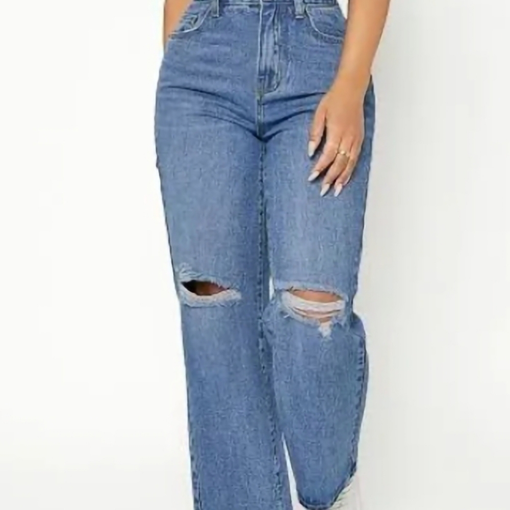 Shein High Waisted Knee Hole Jeans‎ Size XL